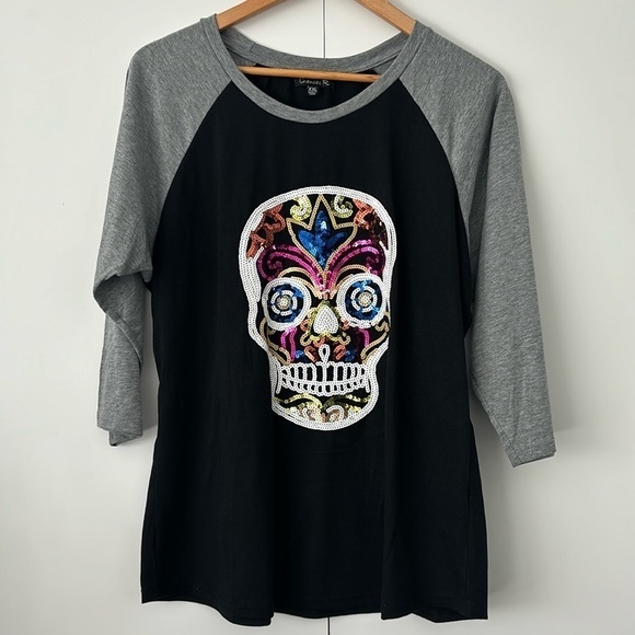 Sugar Skull day of the dead sugar skull top size XXL - Picture 1 of 7